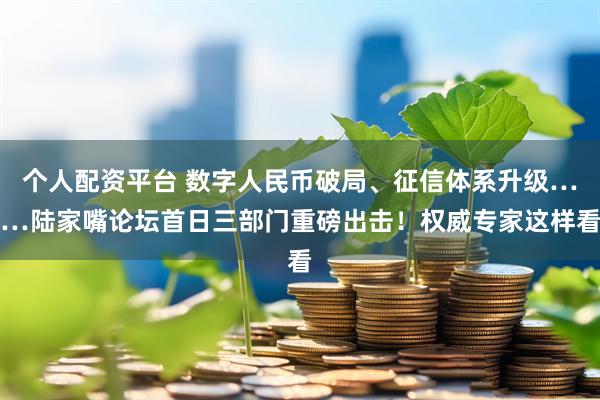 个人配资平台 数字人民币破局、征信体系升级……陆家嘴论坛首日三部门重磅出击！权威专家这样看